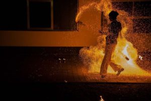 Feuerfunken und profesionelle Feuershow