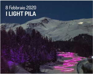 Skiing LED parade in Pila